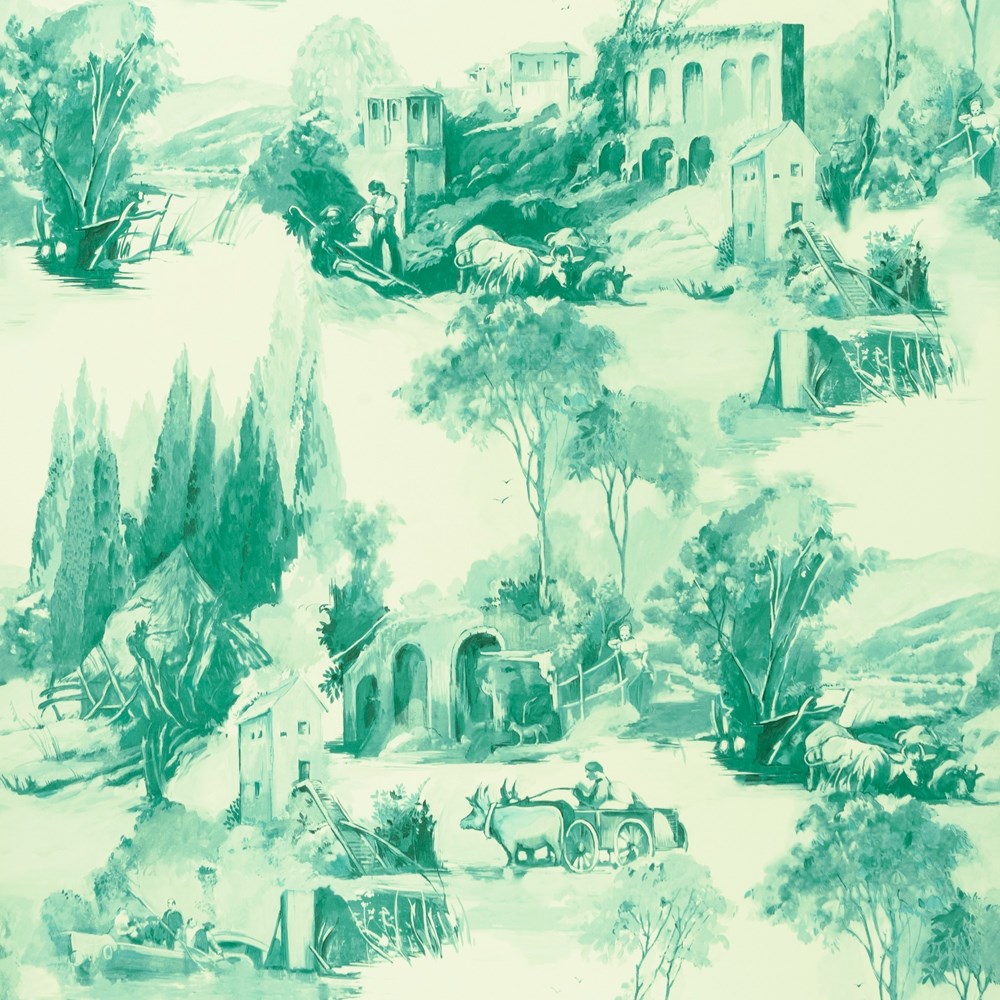 Anastacia Wallpaper W0080 05 by Clarke and Clarke in Jade Green